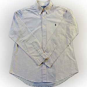 Polo Ralph Lauren Men’s Custom Fit Button Down Shirt Large Navy Blue & Pink